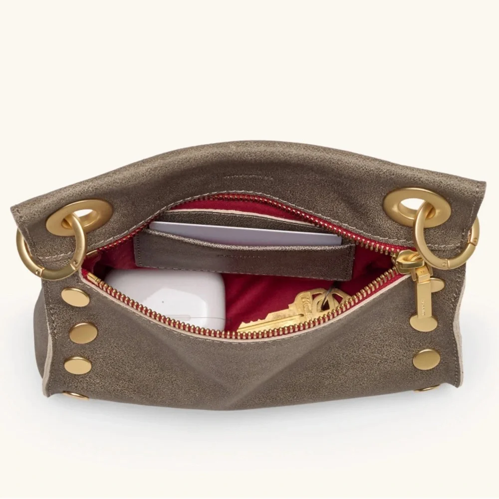 Hammitt Tony Small Pewter/Brushed Gold Red Zip - Picture 3 of 15